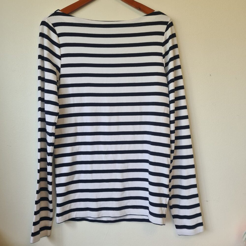 Gap Women Modern Stripe Long Sleeve Boatneck T-shirt Size L